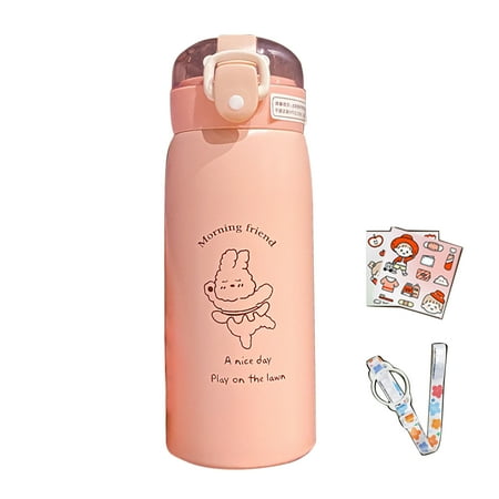 

Reduced！500ml Leakproof Stainless Steel With Lanyard Work Cute Vacuum Flask Straw Design