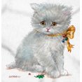 thumbnail image 2 of Cute White Kitten Christmas Bow Women's Graphic T Shirt Tees Brisco Brands S, 2 of 5