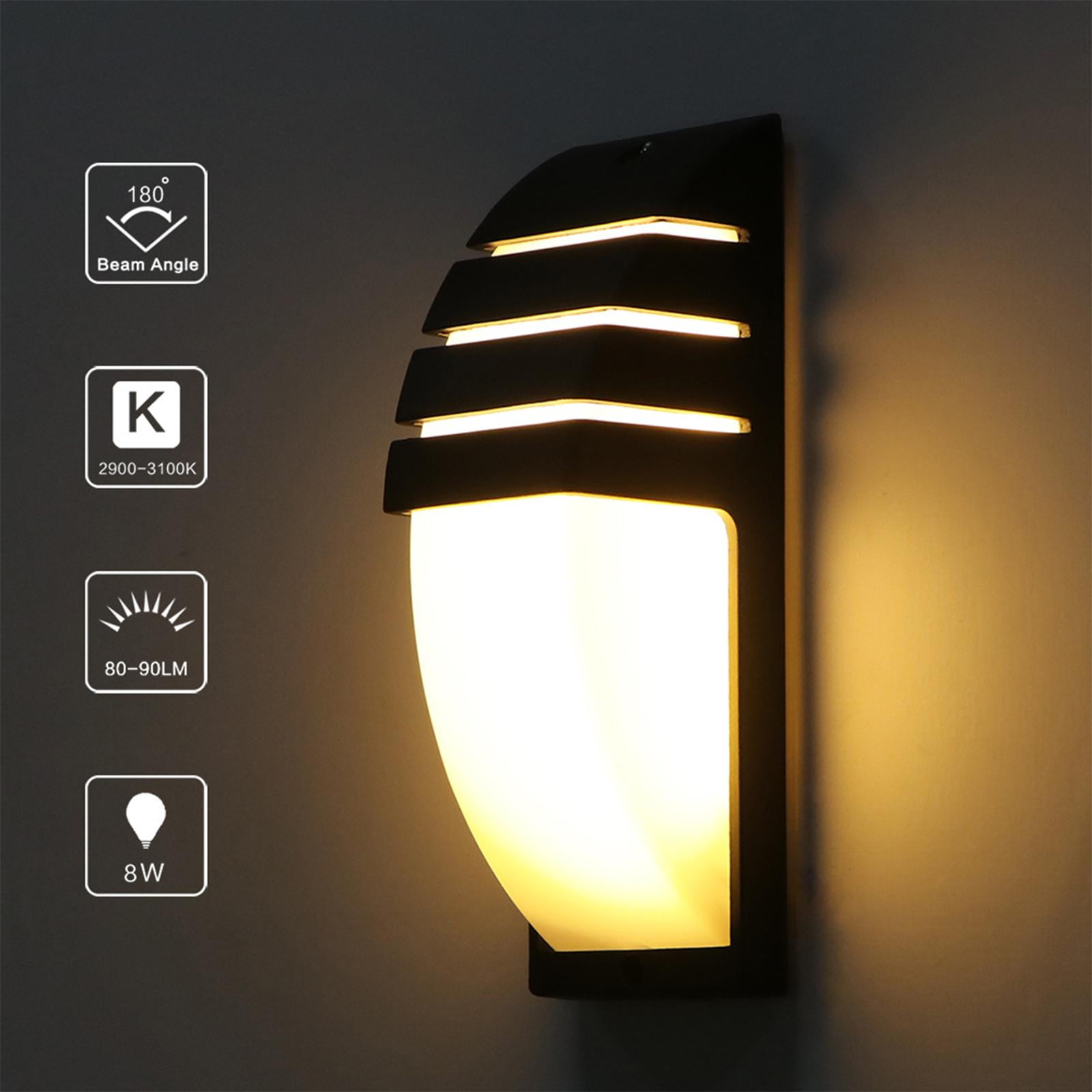 8W LED Wall Light Waterproof Exterior Light Sconce Walkway Garden Courtyard Warm white