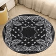 thumbnail image 6 of Black Paisley Bandana Pattern Round Carpet Circle Rug Outdoor Patio Area Rug Washable Large Area Rugs Hallway Room Decor Fitness Mats, 6 of 8