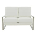 thumbnail image 3 of Leisuremod Jefferson Modern Leather Contemporary Loveseat With Silver Frame Mid-Century Living Room Loveseat Sofa (White), 3 of 7