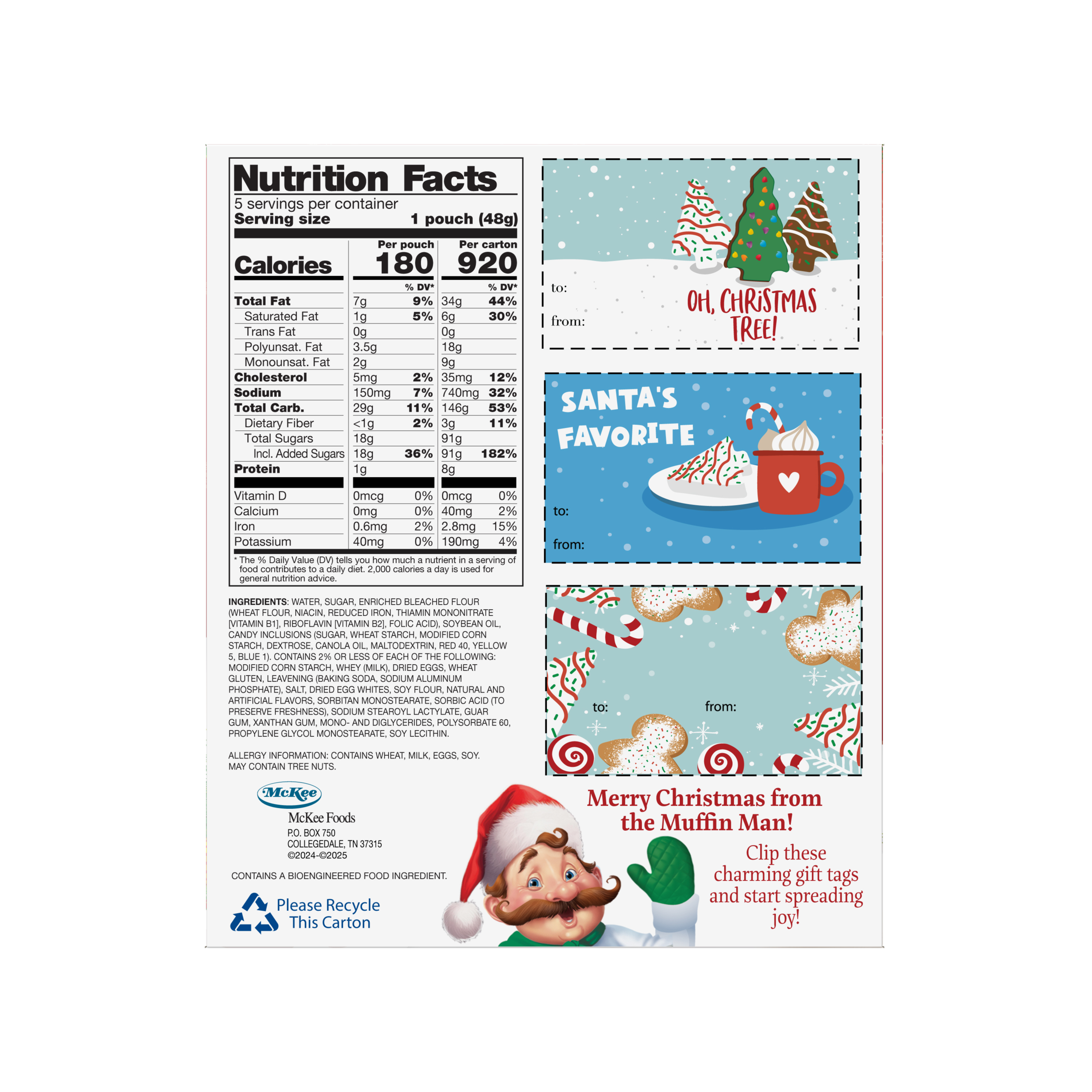 (3 pack) Little Debbie Christmas Buttery Vanilla Mini Muffins, 8.44 oz, 5 Count
