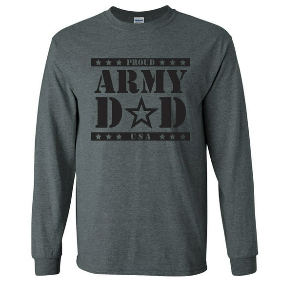 Proud Army Dad Long Sleeve T-Shirt in Dark Heather Gray