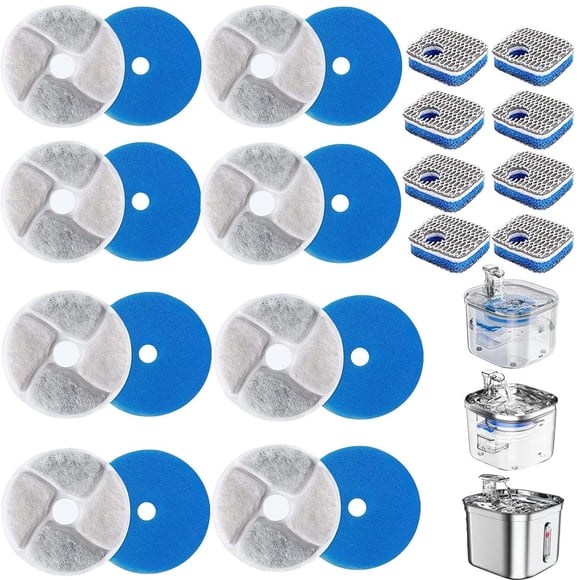 Filtros para Fuente de Gatos JMKleptobiosis Blanco Triple Sistema de Filtración 8 Piezas