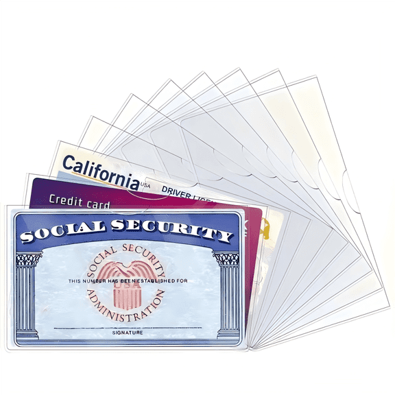 10 Pack Social Security Card Protector Sleeves, Ultra Clear & Durable 31Mil Waterproof SSN/New Medicare/Credit Card Holder, Soft ID/Debit/Credit/Business Card Holder