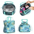 thumbnail image 2 of Teal Gold Marble Drawstring Lunch Bag Women - Drawstring Lunch Bag Insulated for Work Office - Stain-Resistant Large Lunchbags for Women with Multi-Pockets, 2 of 6