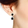 thumbnail image 2 of Dainty Circles Black Onyx Inlay Sterling Silver Post Drop Modern Earrings, 2 of 5