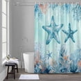thumbnail image 5 of Summer Starfish Shower Curtains for Bathroom, Teal Orange Ocean Corals Coastal Marine Life Washable Fabric Shower Curtain with Hooks Waterproof Bathroom Decor Sets, 48 x 72 Inches, 5 of 9