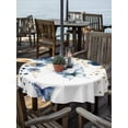 thumbnail image 2 of Outdoor Tablecloth with Umbrella Hole for Patio/Picnic/Party/Camping, Navy Blue Spring Floral Waterproof Table Cloth Round Cover Washable, Farmhouse Butterfly Watercolor (Dia 60"), 2 of 8