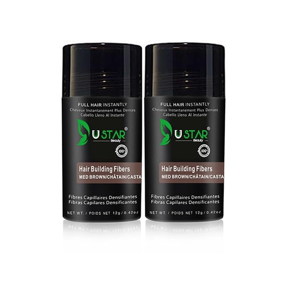 2 Pack - Ustar Hair Building Fiber Medium Brown 0.42 oz/12 g