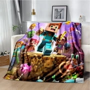 Soft and Warm M-Minecraft Blanket Featuring My World Sandbox Game Characters 3D Print Fleece Throw Blanket