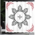 thumbnail image 4 of Ambesonne Ethnic Shower Curtain, Tattoo Circular Vector, 69"Wx84"L, Black White and Ruby, 4 of 5