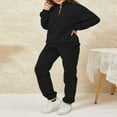 thumbnail image 4 of Ladies‘ Solid Color Long Sleeve Quarter Zip Pullover Pants Tracksuits, 4 of 9