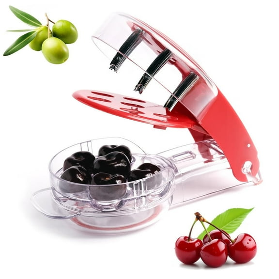 Cherry Pitter Tool Pit Remover,Olive Pitter Quick Push Pull 6 Hole Seed,Multi-Function Cherry Pitters Core Remover Portable Saving Lock Design Corer Kitchen Depitter Tool - Red
