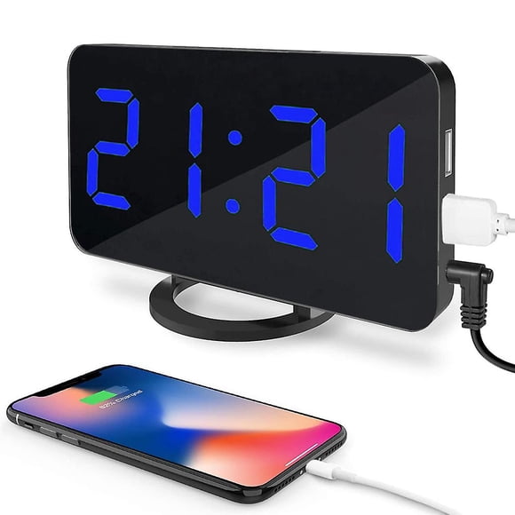 Digital Alarm Clock,large Led Display With Dual Usb Charger Ports Auto