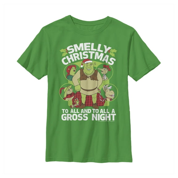 Boy's Shrek Christmas Smelly  Graphic Tee Kelly Green Medium