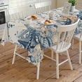 thumbnail image 4 of Blue Eucalyptus Coastal Rectangle Tablecloth, Beach Starfish Shell Nautical Rustic Waterproof & StainResistant Tablecloth, Washable Oil-proof Table Cover for Dining/Party/Wedding/Buffet 60x120 In, 4 of 9