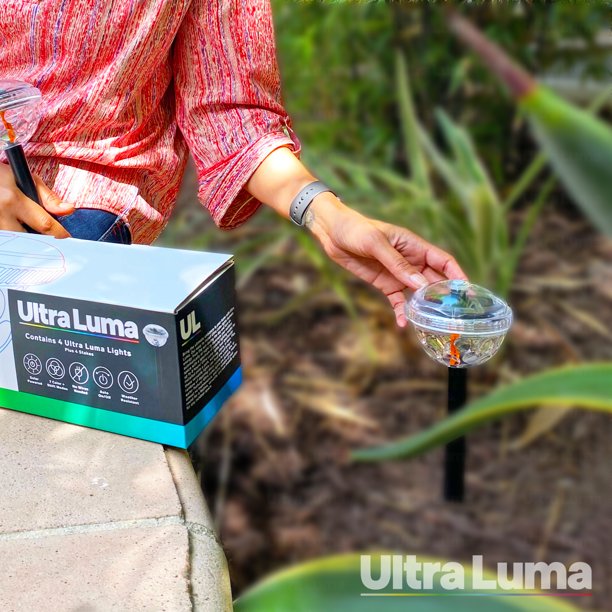 Ultraluma Solar Disco (4 Lights), Color Changing LED Waterproof Landscape Path Light - Walmart.com