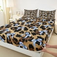 thumbnail image 3 of jejeloiu Kawaii Bow Tie Bed Sheets,Retro Leopard Cheetah Hide King Sheets,Blue Brown Sheet Set For Adults,Microfiber Bedroom Decor,4pcs, 3 of 7
