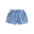 thumbnail image 7 of LWITHSZG Girls High Waist Denim Shorts Elastic Waist Pleated Jean Shorts Casual Summer Jeans Bottoms with&nbsp;Pockets for Kids 2-12 Years, 7 of 7