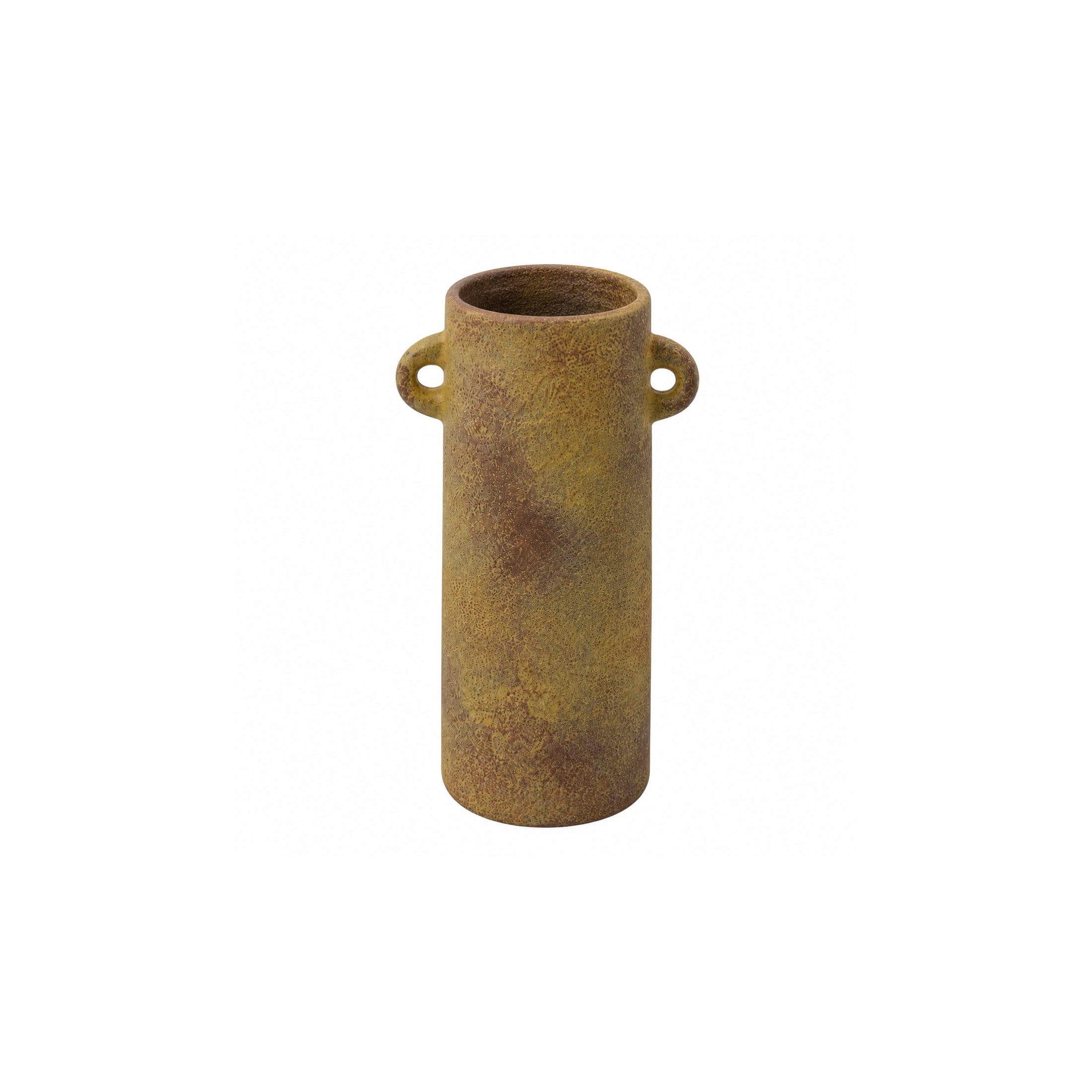 DecMode 9" Antique Style Textured Brown Ceramic Vase with Handles