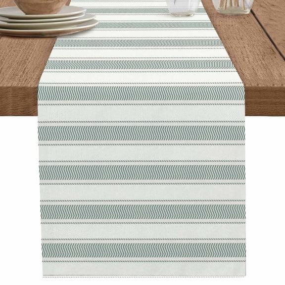 nqOlkjepod Green Stripe Table Runner 36 Inches Long Farmhouse Dress Scarves, Modern Farmhouse Geometric Striped Dining Tablerunner for Coffee Table/Kitchen Island/Party Décor, Small 13" x 36"