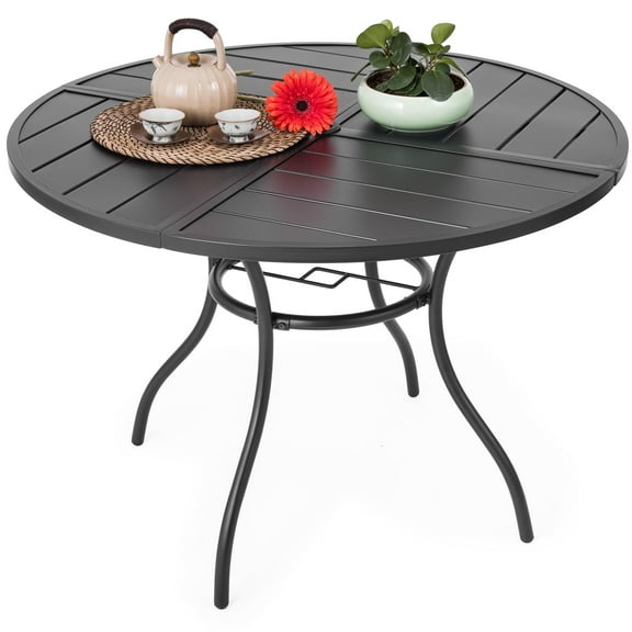 Sour Citrus Outdoor Patio Dining Table, 41.1" Round Outdoor Metal Dining Table with 1.97" Umbrella Hole