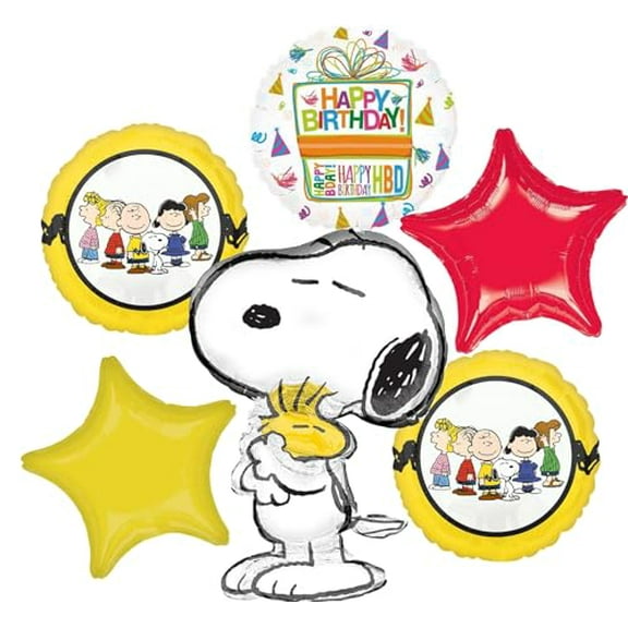 Anagram Snoopy Birthday Party Supplies Peanuts 6pc Balloon Bouquet Decorations