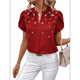 thumbnail image 2 of Tops Elegantes de Verano con Cuello en V y Corta para Mujer Vino Tinto XL, 2 of 7