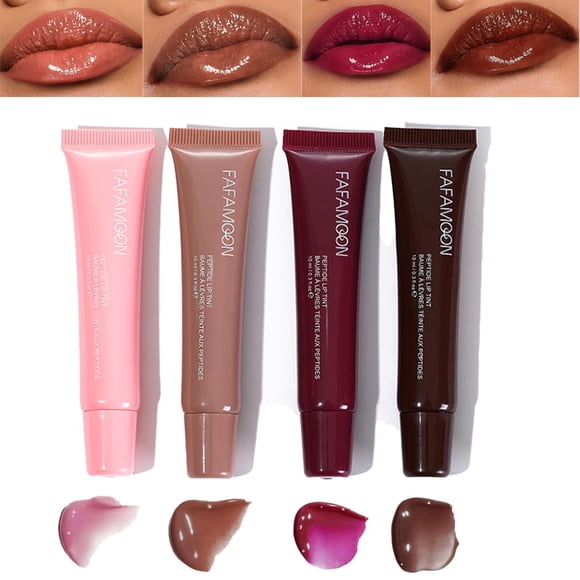 Baorder Juego de brillo de labios hidratante de 4 colores, brillo brillante, aceite de brillo de labios, acabado de vidrio de alto brillo, mermelada de labios, lápiz labial líquido de gelatina brillan
