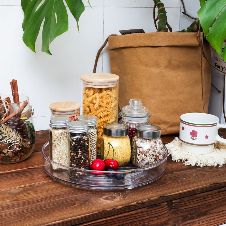 Whitejianpeak 2 Pack Lazy Susan Organizer 9.25 Inch Clear Pantry Lazy Susan Turntable Kitchen Spice Rack Fridge Organizer 360 Rotating Turntable Organizer for Cabinet Countertop Bathroom Walmart