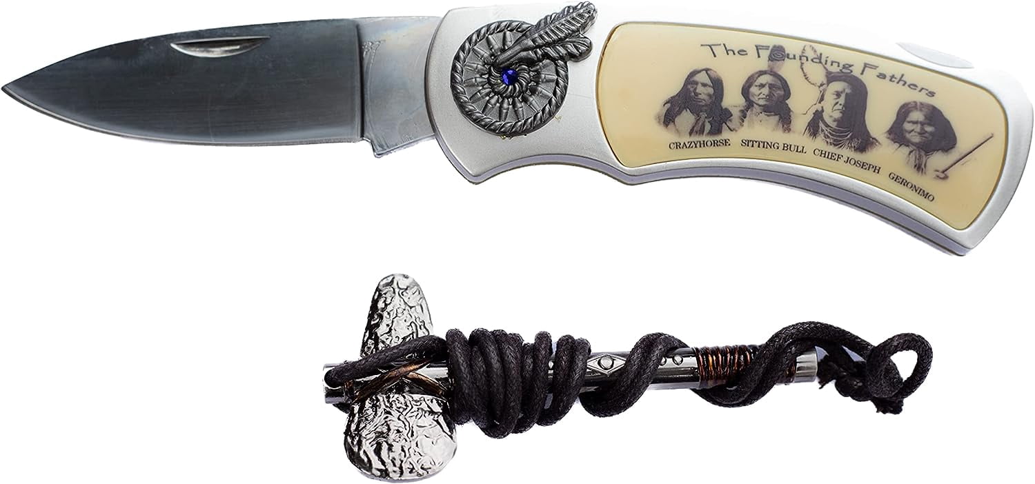 Founding Fathers Folding Pocket Knife Dream Catcher I Tomahawk Pendant