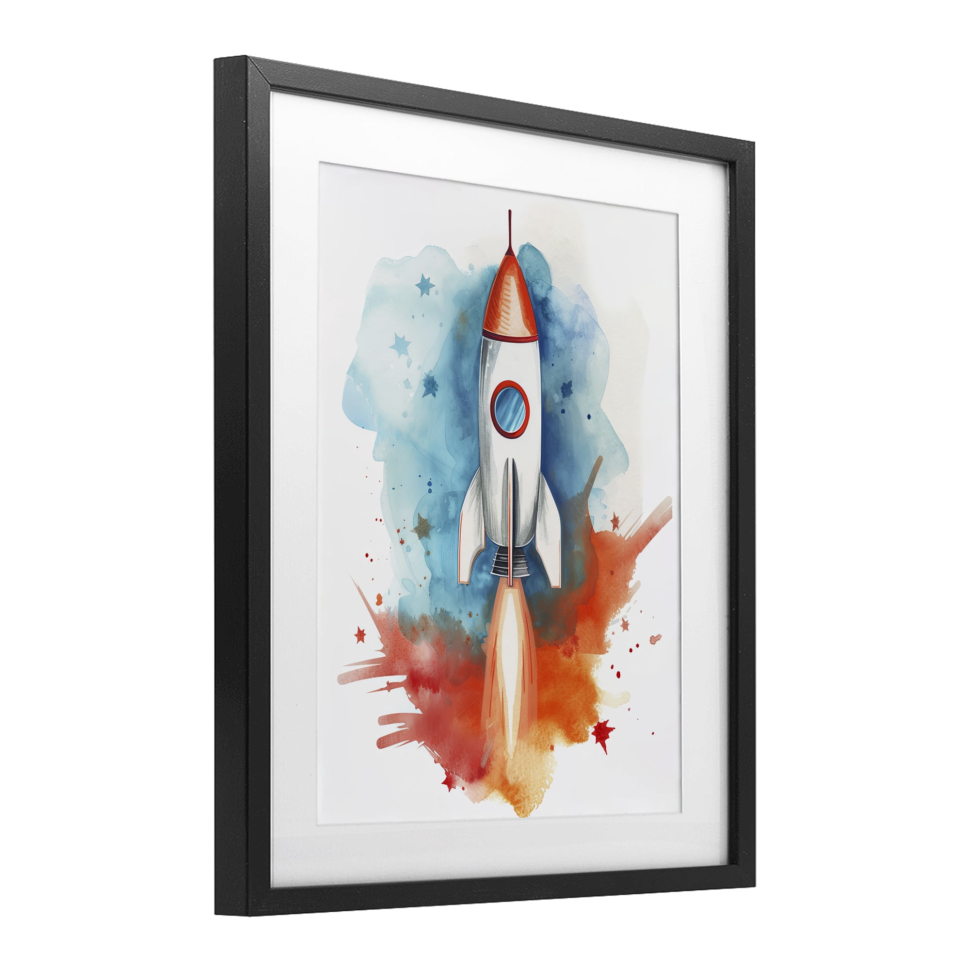Stupell Industries Rocket Launch Adventure Black Framed Print Under Glass, design by Ray Powers
