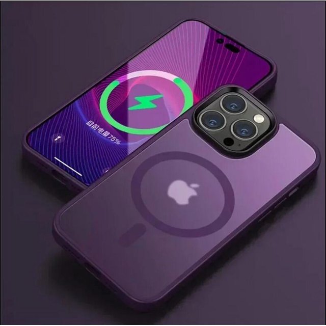 Matte Translucent Frosted Phone Case For IPhone 15 14 13 12 11 Pro Max Plus Magnetic Case For Magsafe Wireless Charging Cover DarkPurple For iphone11Pro
