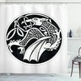 thumbnail image 1 of Celtic Shower Curtain, Astronomical Druidic Symbol of a Mythical Dragon in Round Shape Form Background, Fabric Bathroom Set with Hooks, 69W X 70L Inches, Black and White, by Ambesonne, 1 of 3