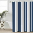 thumbnail image 2 of Small Stall Shower Curtain 36x72 Inch Narrow Half Size Navy Blue Grey Stripe Bath Curtains Bathroom Decor Farmhouse Minimalist Striped Waterproof Fabric Shower Curtain Set with Hooks 36 Inch, 2 of 6