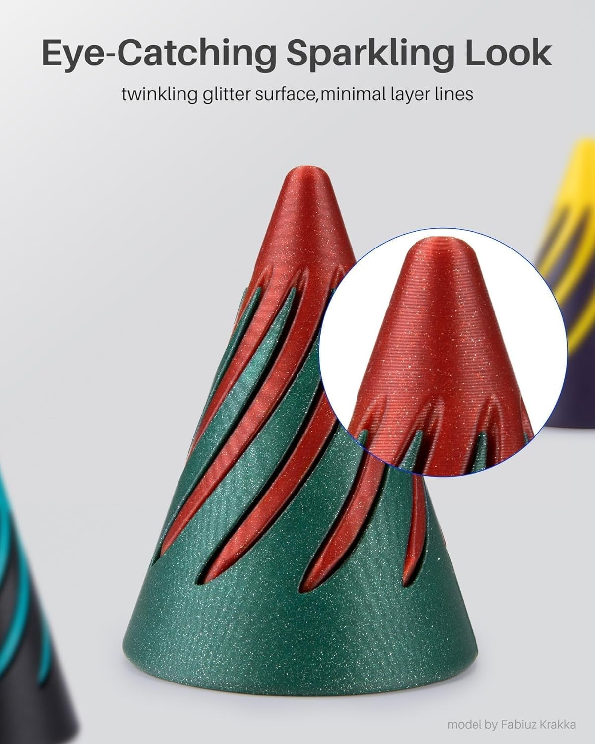 PLA Filament 1.75mm Sparkle Turquoise 1KG, Glitter Twinkling 3D Printer Filament Dimensional Accuracy +/- 0.02mm, 1kg Spool(2.2lbs) Fits for Most FDM 3D Printers