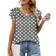 thumbnail image 2 of Camisas de Cuello de Tripulación de Manga Corta para las Mujeres Plisado Mangas de Ruffle, Cuello Redondo Casual Primavera Y Blusa de Verano, 2 of 5