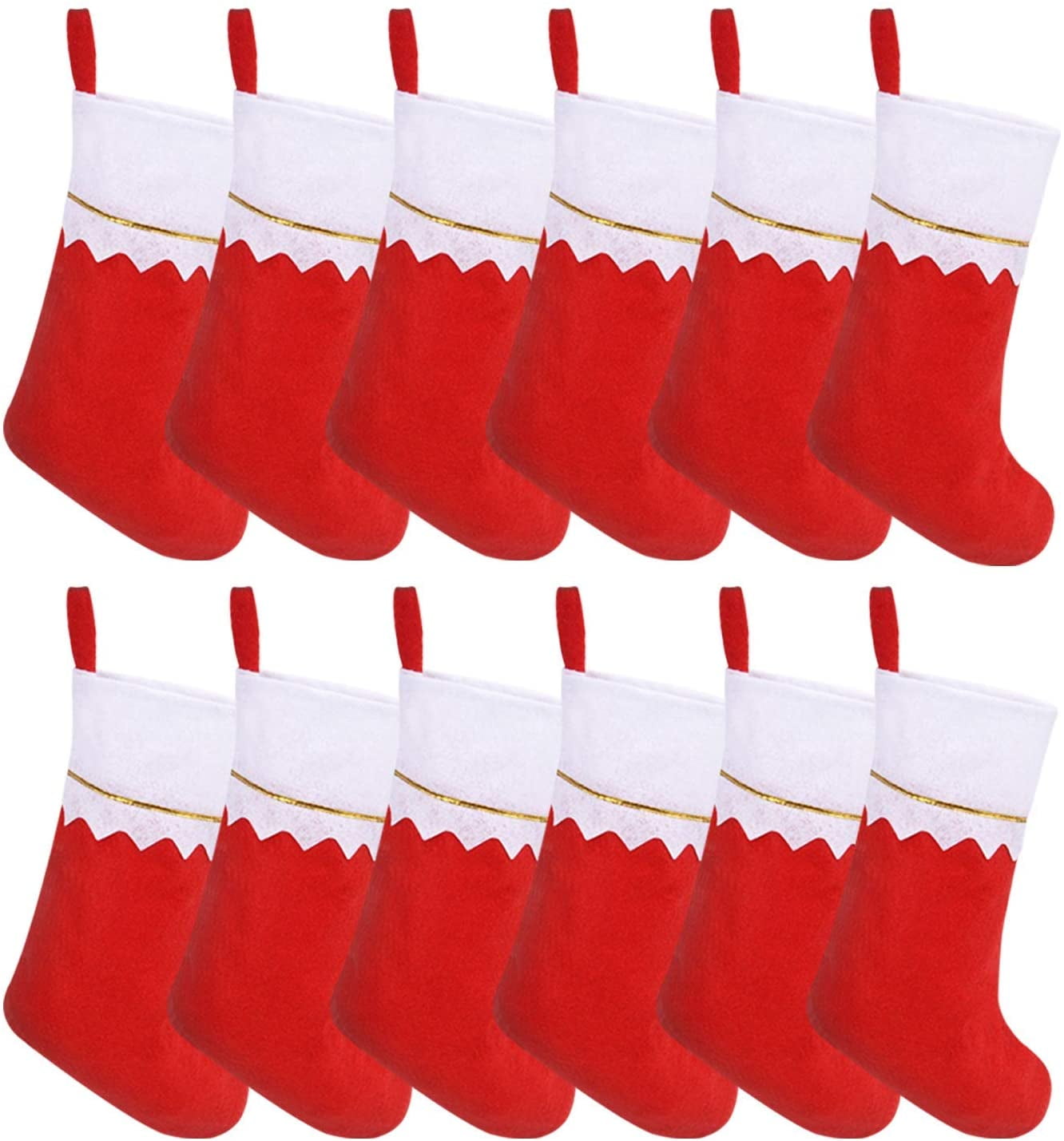 Miniature Red Felt Christmas Stocking Bundle Set of 12