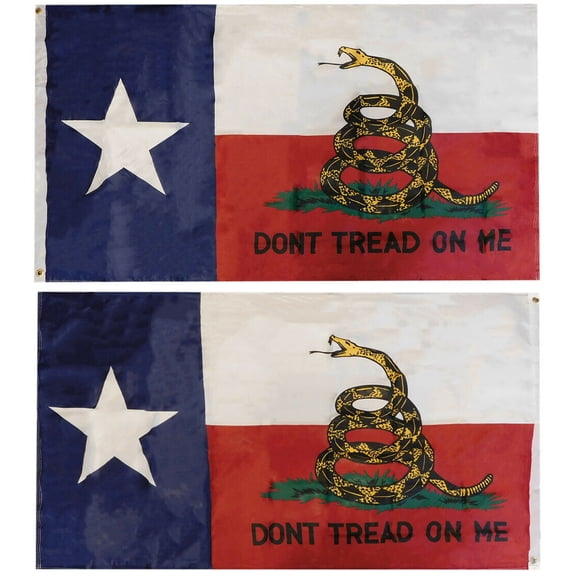 3x5 State of Texas Gadsden 2 Faced 3-ply Wind Resistant Flag 3x5ft