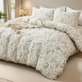 thumbnail image 3 of Juego de cama EAVD Chic Garden, funda de edredón con estampado floral, color beige completo, 3 of 9