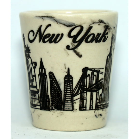 New York White Marble Ceramic Shot Glass