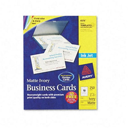 Inkjet Matte Business Cards  2 x 3-1/2  Ivory  10 per Sheet  250 Cards per (Best Colors For Business Cards)