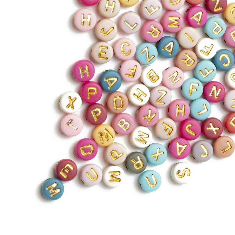Alloy Color Ccb Round Loose Beads Alphabet Beads Alphabet - Temu