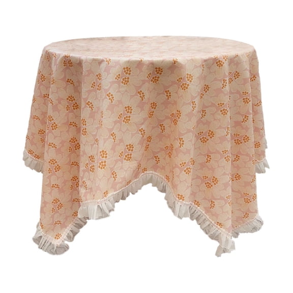Deeceymbur Round Tablecloth Tassel Ledge Floral Fruit Print Decorative Table Cover for Dining Room Kitchen Bedroom Home Decor Washable 35 Inch