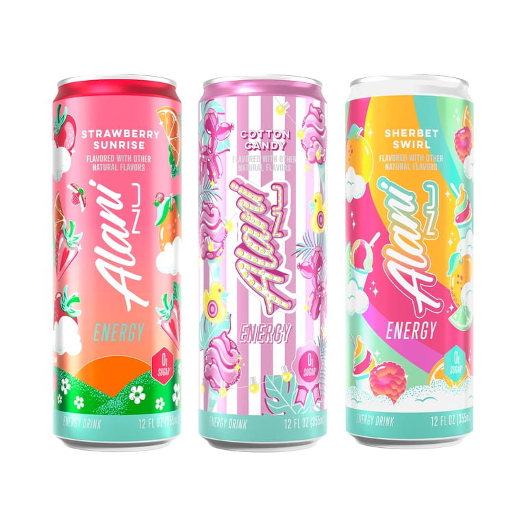Alani Nu, Variety Pack Cotton Candy, Straw Sunrise, Sherbert Swirl