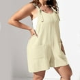 thumbnail image 5 of JULMCOMO Rompers for Women 2025 Sleeveless Wide Leg Short Jumpsuits Cute Summer Vacation Outfits Dressy Casual Suspenders Overalls with Pockets Blue XXL, 5 of 8