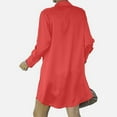 thumbnail image 6 of Hvot&aat Women's Sexy Party Dresses Satin Collar V Neck Drape Ruched Front Flowy Long Sleeve Short Mini Dress, 6 of 7