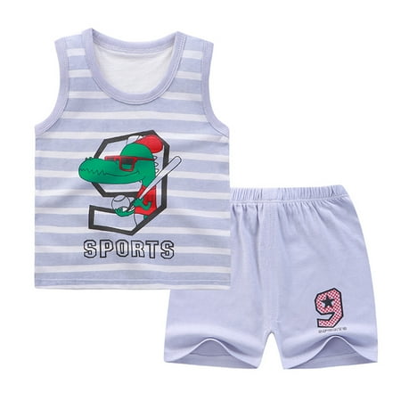 

Summer Kids Baby Boys Girls Sleeveless Top+Shorts Casual Wear Outfits Set