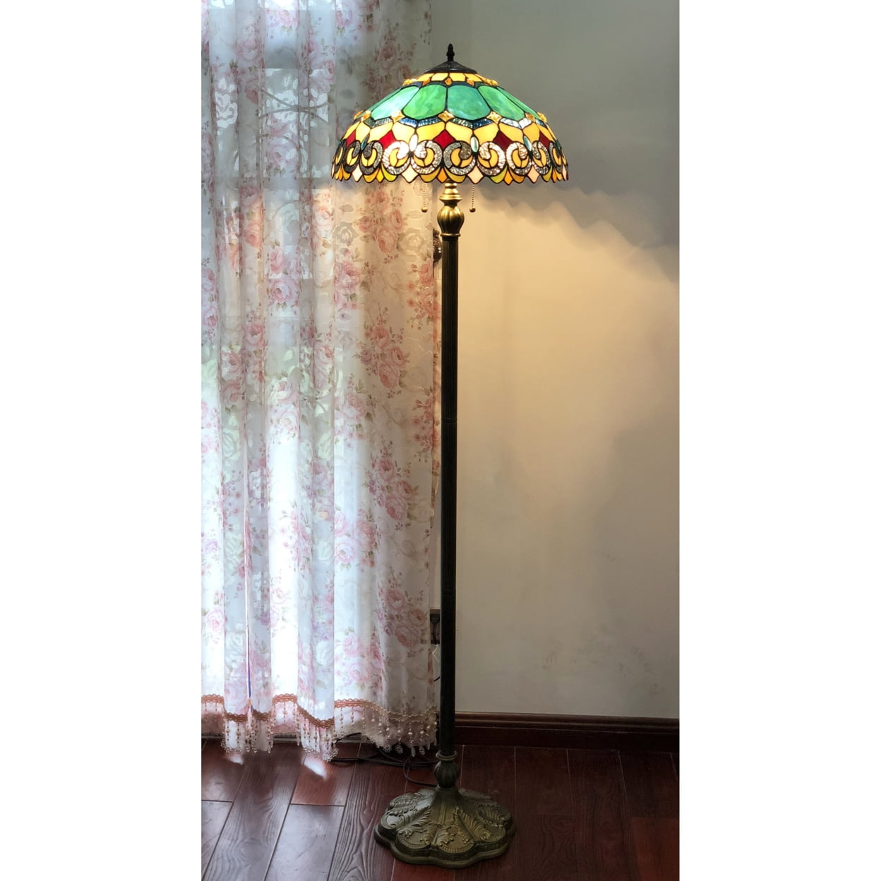 CHLOE Lighting AUBREY Victorian 2 Light Antique Dark Bronze Floor Lamp 18" Shade
